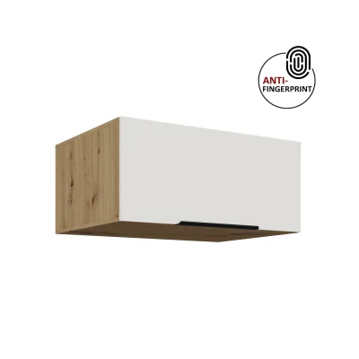 Küchen Aufsatzschrank 80 Küche ARIA Weiss + Eiche Küchenzeile Anti Fingerprint