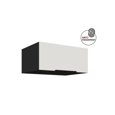 Küchen Aufsatzschrank 80 Küche ARIA Weiss + Schwarz Küchenzeile Anti Fingerprint