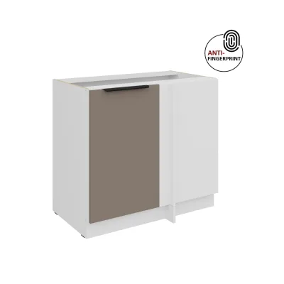 Küchen Eckschrank 105 cm Küche ARIA Sandgrau matt Anti Fingerprint Küchenzeile