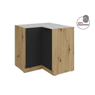 Küchen Eckschrank 90x90 Küche ARIA Schwarz matt Anti Fingerprint Küchenzeile