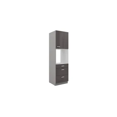 Küchen Hochschrank 60 Bianca Grau Hochglanz + Grau Küchenzeile Küchenblock Grey