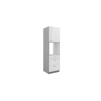 Küchen Hochschrank 60 Bianca Weiß Hochglanz + Grau Küchenzeile Küchenblock