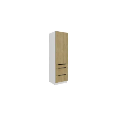 Küchen Hochschrank 60 cm CREMONA Eiche + Weiß Küchenzeile Küchenblock Küche