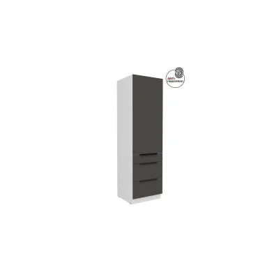 Küchen Hochschrank 60 cm Küche ARIA Graphite matt Anti Fingerprint Küchenzeile