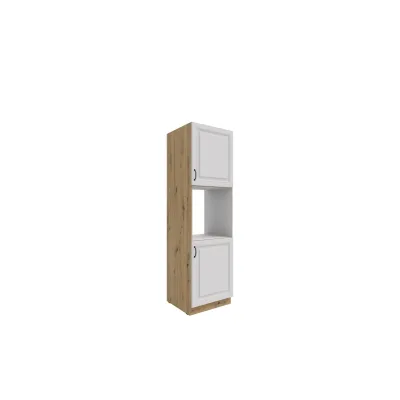 Küchen Hochschrank 60 cm Stilo Weiss + Eiche Artisan Küchenzeile Küchenblock