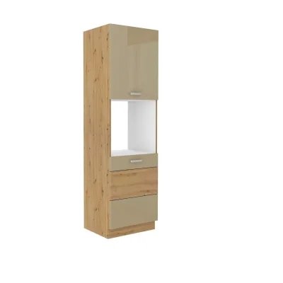 Küchen Hochschrank 60 Eiche Artisan Cappuccino Hochglanz Küchenzeile Küchenblock