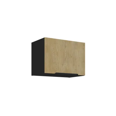 Küchen Kurzhängeschrank 50 cm CREMONA Eiche hell + Schwarz Küche Küchenzeile