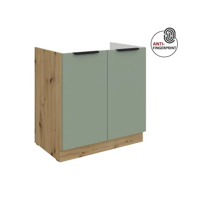 Küchen Spülenschrank 80 Küche ARIA Aquamarin matt Anti Fingerprint Küchenzeile