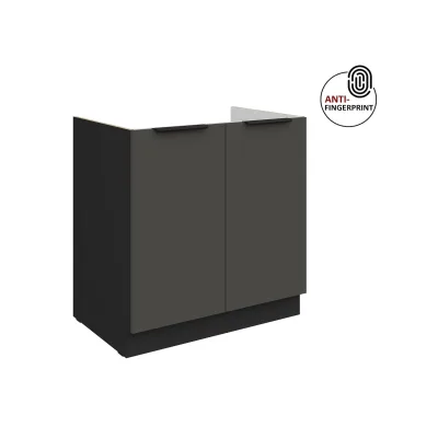 Küchen Spülenschrank 80 Küche ARIA Graphite matt Anti Fingerprint Küchenzeile
