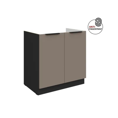 Küchen Spülenschrank 80 Küche ARIA Sandgrau matt Anti Fingerprint Küchenzeile