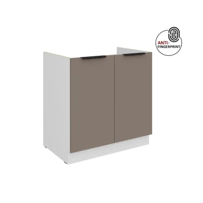 Küchen Spülenschrank 80 Küche ARIA Sandgrau matt Anti Fingerprint Küchenzeile