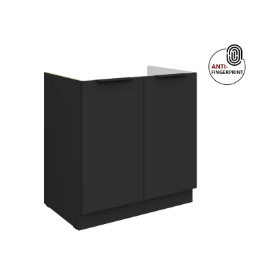 Küchen Spülenschrank 80 Küche ARIA Schwarz matt Anti Fingerprint Küchenzeile