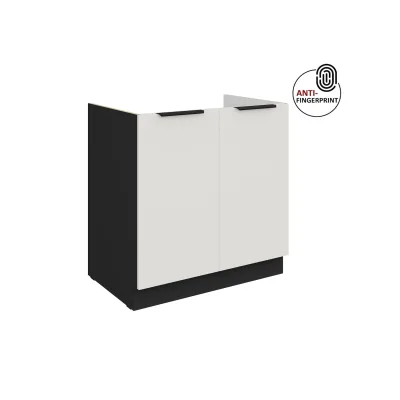 Küchen Spülenschrank 80 Küche ARIA Weiss ultra matt Anti Fingerprint Küchenzeile