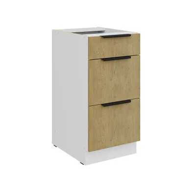 Küchen Unterschrank 40 cm CREMONA Eiche Vollauszug Soft-Close Küche Küchenzeile