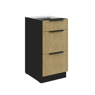 Küchen Unterschrank 40 cm CREMONA Eiche Vollauszug Soft-Close Küche Küchenzeile