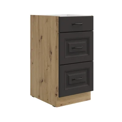 Küchen Unterschrank 40 cm Stilo Grau Vollauszug Soft-Close Küche Einbauküche