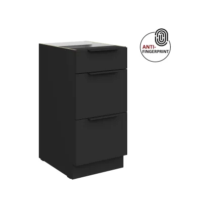 Küchen Unterschrank 40 Küche ARIA Schwarz matt Anti Fingerprint Küchenzeile