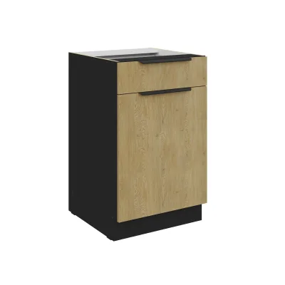 Küchen Unterschrank 50 cm CREMONA Eiche Vollauszug Soft-Close Küche Küchenzeile