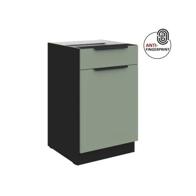Küchen Unterschrank 50 Küche ARIA Aquamarin matt Anti Fingerprint Küchenzeile