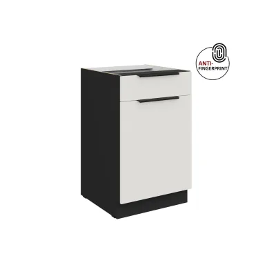 Küchen Unterschrank 50 Küche ARIA Weiss ultra matt Anti Fingerprint Küchenzeile