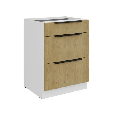 Küchen Unterschrank 60 cm CREMONA Eiche Vollauszug Soft-Close Küche Küchenzeile