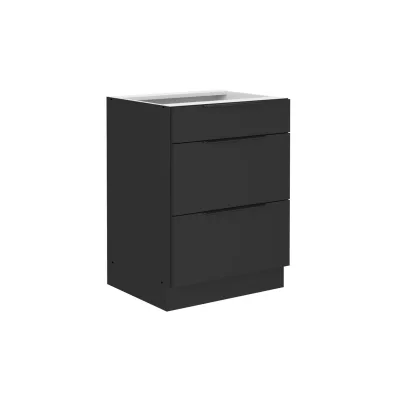 Küchen Unterschrank 60 cm SIENA Schwarz Vollauszug Soft-Close Küche Küchenzeile