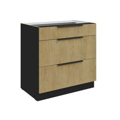Küchen Unterschrank 80 cm CREMONA Eiche Vollauszug Soft-Close Küche Küchenzeile