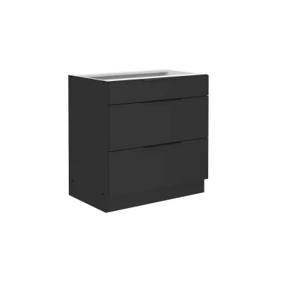 Küchen Unterschrank 80 cm SIENA Schwarz Vollauszug Soft-Close Küche Küchenzeile