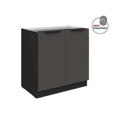 Küchen Unterschrank 80 Küche ARIA Graphite matt Anti Fingerprint Küchenzeile
