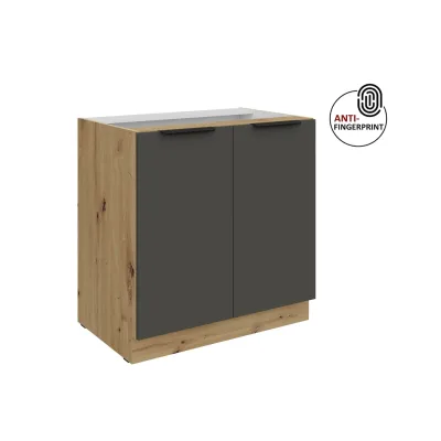Küchen Unterschrank 80 Küche ARIA Graphite matt Anti Fingerprint Küchenzeile