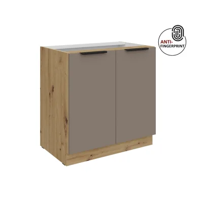Küchen Unterschrank 80 Küche ARIA Sandgrau matt Anti Fingerprint Küchenzeile