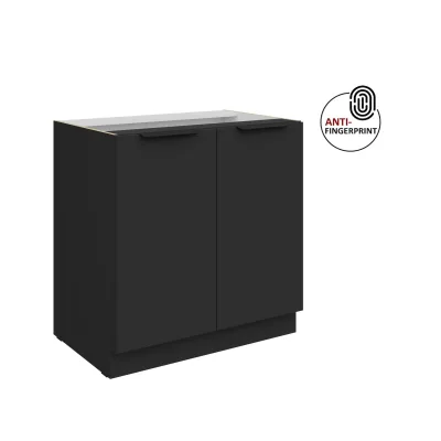 Küchen Unterschrank 80 Küche ARIA Schwarz matt Anti Fingerprint Küchenzeile