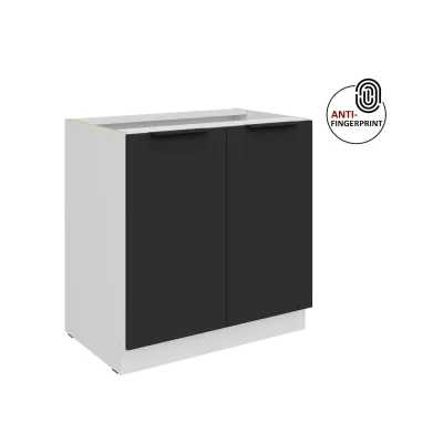 Küchen Unterschrank 80 Küche ARIA Schwarz matt Anti Fingerprint Küchenzeile