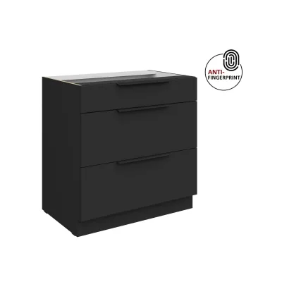 Küchen Unterschrank 80 Küche ARIA Schwarz matt Anti Fingerprint Küchenzeile