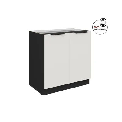 Küchen Unterschrank 80 Küche ARIA Weiss ultra matt Anti Fingerprint Küchenzeile