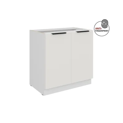 Küchen Unterschrank 80 Küche ARIA Weiss ultra matt Anti Fingerprint Küchenzeile