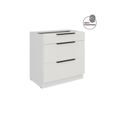 Küchen Unterschrank 80 Küche ARIA Weiss ultra matt Anti Fingerprint Küchenzeile