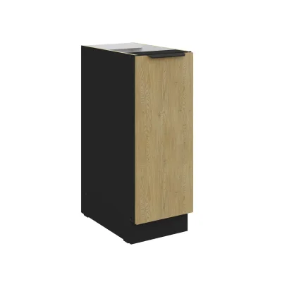 Küchen Unterschrank Schrankauszug 30 cm CREMONA Eiche Schwarz Küche Küchenzeile