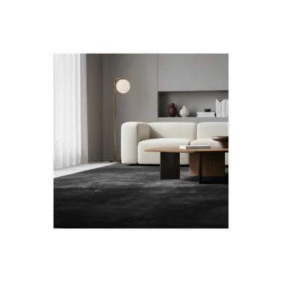 Kurzflorteppich Waschbar ISAR, einfarbig, aus Polyester, Schwarz, 60 x 100 cm
