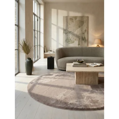 Kurzflorteppich Waschbar NECKAR, einfarbig, aus Polyester, Beige, Ø 160 cm
