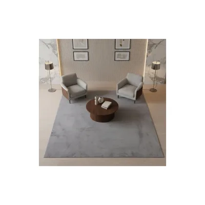 Kurzflorteppich Waschbar NECKAR, einfarbig, aus Polyester, Grau, 140 x 200 cm