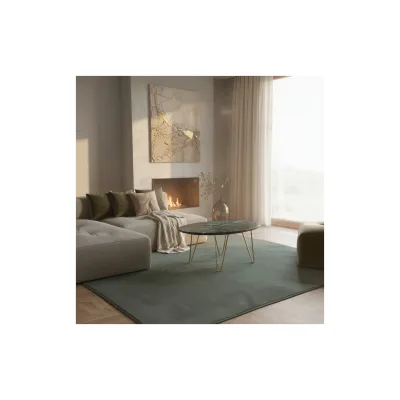 Kurzflorteppich Waschbar NECKAR, einfarbig, aus Polyester, Grün, 140 x 200 cm