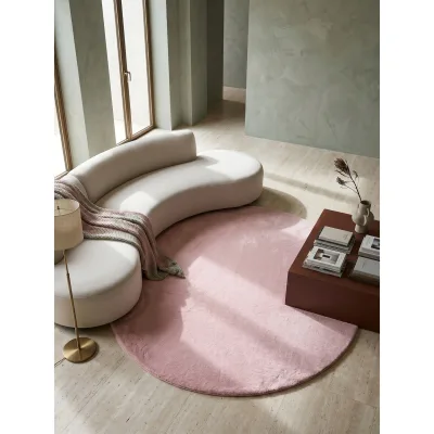 Kurzflorteppich Waschbar NECKAR, einfarbig, aus Polyester, Rosa, Ø 120 cm