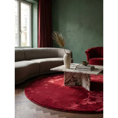 Kurzflorteppich Waschbar NECKAR, einfarbig, aus Polyester, Rot, Ø 160 cm