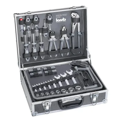 kwb Heimwerker-Set, 199-teiliger Werkzeug-Koffer inkl. Werkzeug-Set bestückt, im Alu-Koffer
