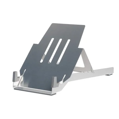 Laptop-Halterung R-Go Riser Basic, faltbarer und verstellbarer Laptopständer, Aluminium, Silber