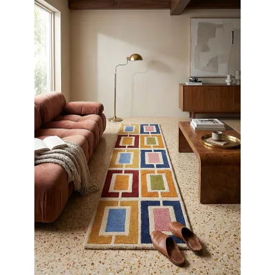 Läufer geometrisch Orange-Bunt 60 x 230 cm - DERWENT   Kadima Design