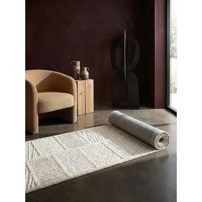 Läufer geometrisch Weiß 80 x 300 cm - CARVE   Kadima Design