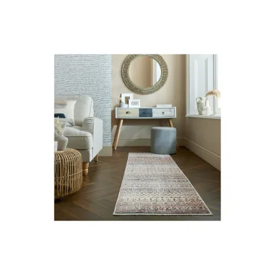 Läufer gestreift Naturfarben 60 x 230 cm - PERRAN   Kadima Design