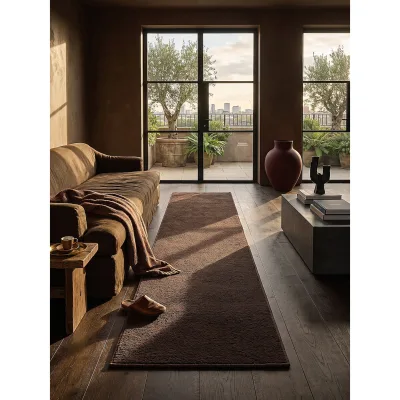 Läufer Hochflor Braun 80x150 cm - ALDAN   Kadima Design